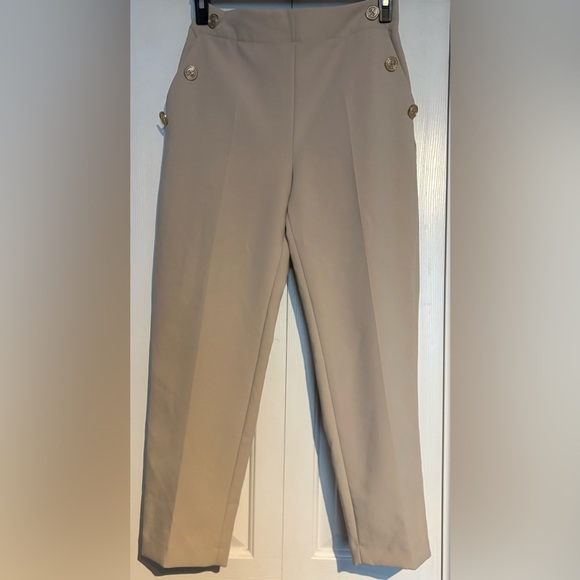 Zara Pants - Zara Beige High-Waist Trousers